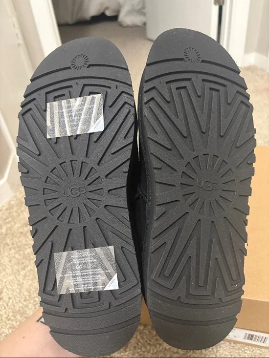 UGG Black Plush-Lined Slip-On Clogs - Picture 5 of 7